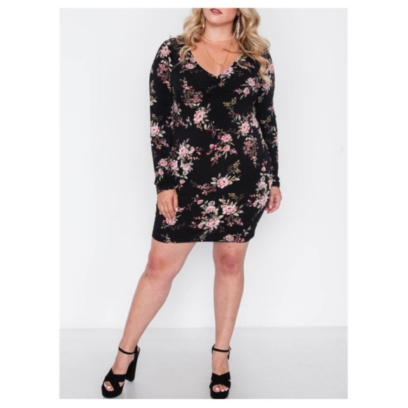Floral Bodycon Mini Dress Plus Size 2x 3x - Picture 2 of 5